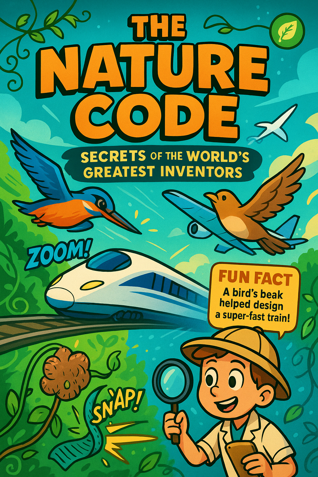 Vibrant forest with animals and plants inspiring inventions